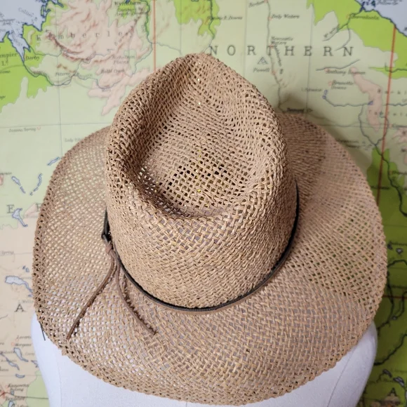 Tan Straw Cowboy Hat Rancher Western Bohemain Country Festival - Picture 6 of 8